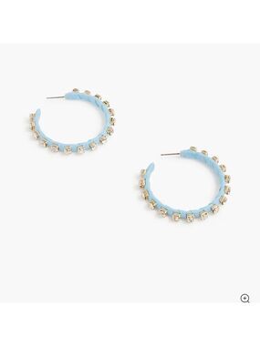 J.Crew-Woven rhinestone wrapped hoop earrings-blue-NWT